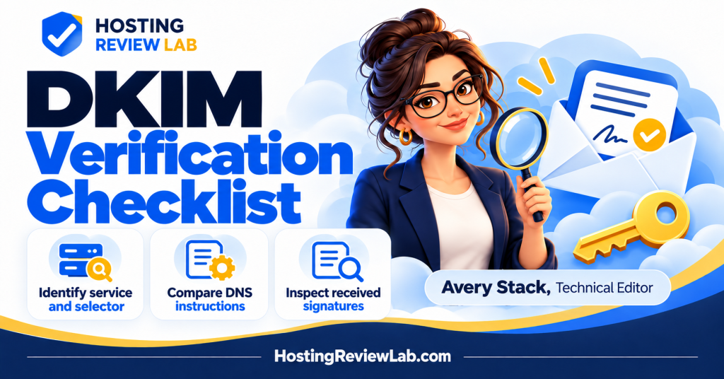 Illustrated DKIM Verification Checklist: Selector, DNS and Signing guide with Hosting Review Lab technical editor Avery Stack