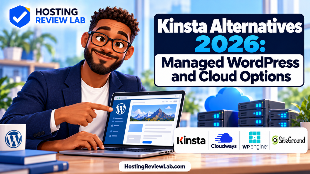 Illustrated Kinsta Alternatives 2026 cover featuring HRL editor Jordan Price