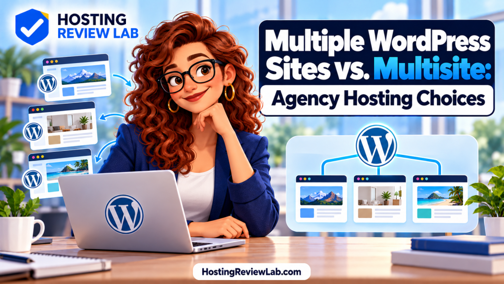 Illustrated Multiple WordPress Sites vs. Multisite cover featuring HRL editor Rowan Page