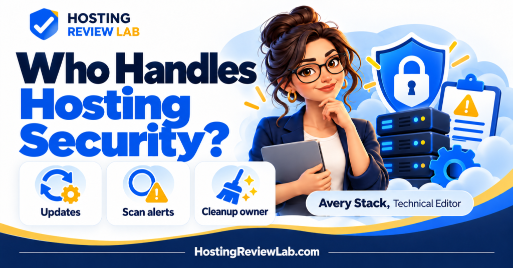 Illustrated Web Hosting Security: Who Handles Updates, Scans and Cleanup? guide with Hosting Review Lab technical editor Avery Stack