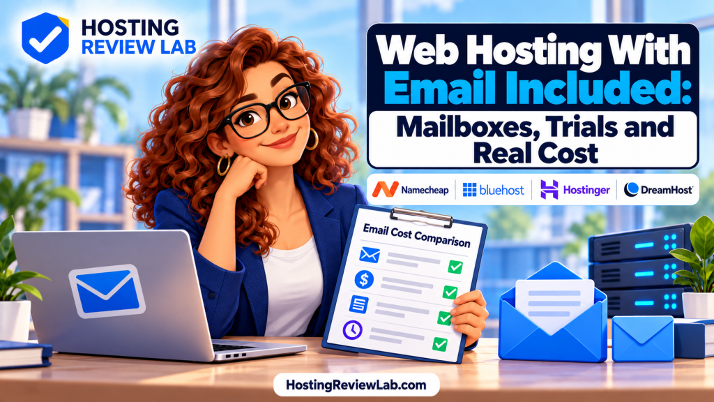 Illustrated Web Hosting With Email Included cover featuring HRL editor Avery Stack
