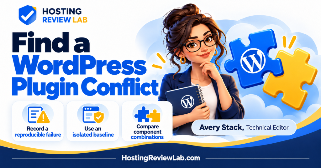Illustrated WordPress Plugin Conflict Troubleshooting: A Controlled Test guide with Hosting Review Lab technical editor Avery Stack