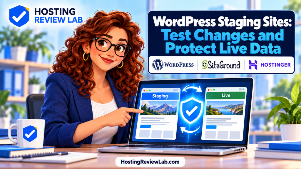 Illustrated WordPress Staging Sites cover featuring HRL editor Avery Stack